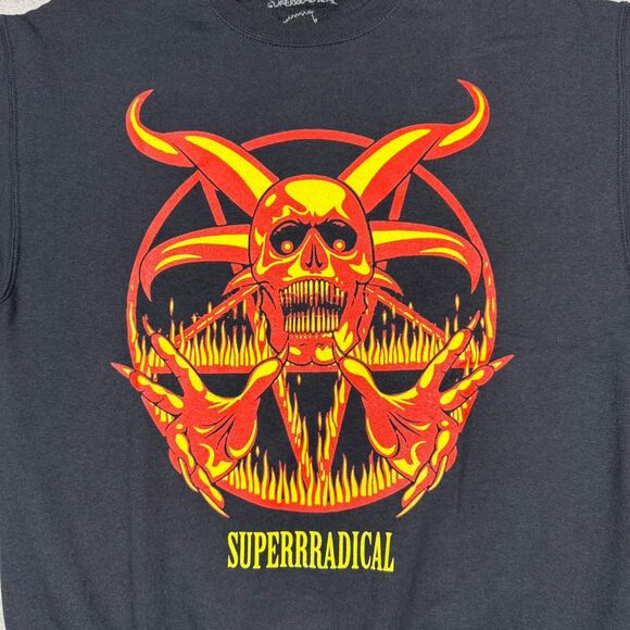 Black Superrradical “Hell is Real and I am Proof” Satanic Pentagon Crewneck - M - Picture 2 of 8
